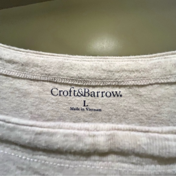 Croft & Barrow Striped Button Shoulder Top Nautical 3/4 Sleeve Shirt Size L - Picture 4 of 9